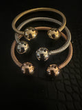 Tri color metal bangles with balls