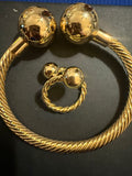 Gold- wire metal bracelet w/balls